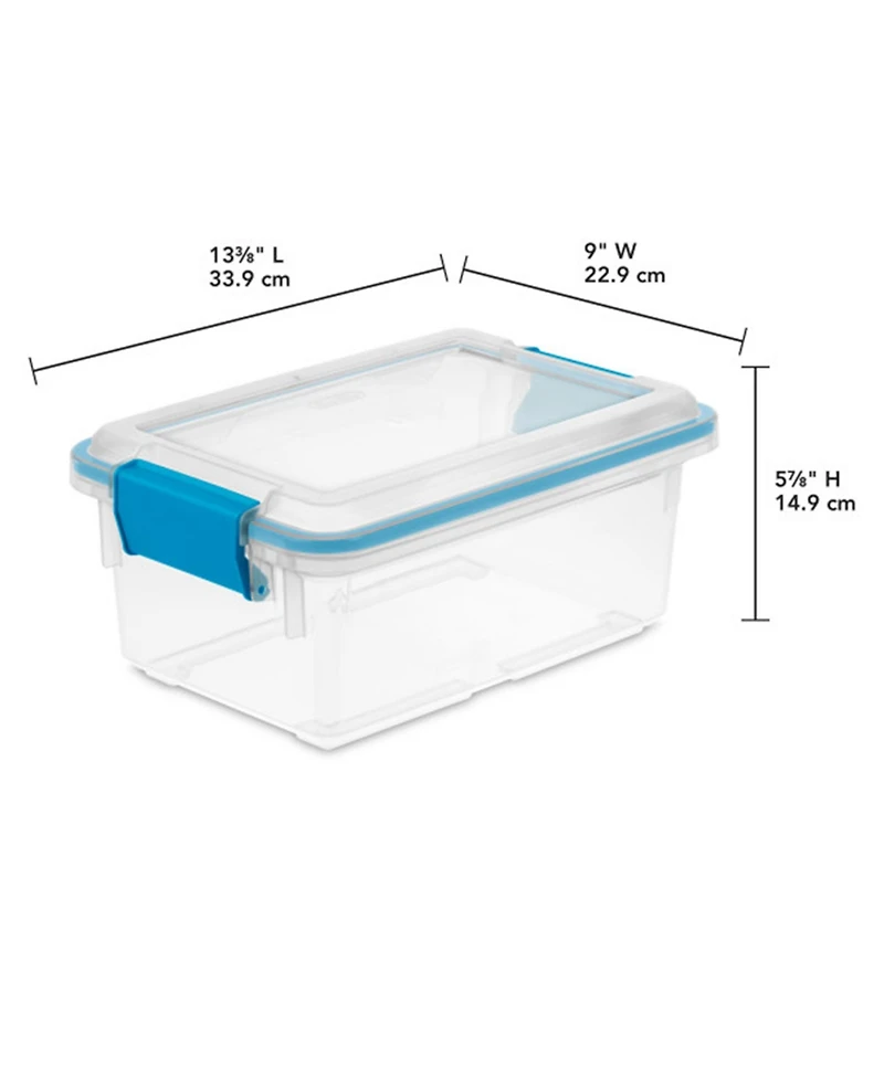 Sterilite 7.5 Quart Gasket Box, Stackable Storage Bin with Latching Lid, 6 Pack