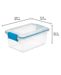 Sterilite 7.5 Quart Gasket Box, Stackable Storage Bin with Latching Lid, 6 Pack
