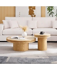 Streamdale Furniture 35.43" Sintered Stone Coffee Table with Sturdy Mdf Pedestal