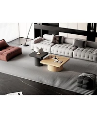 Streamdale Furniture Modern 2-Piece Fluted Wood Nesting Coffee Table Set