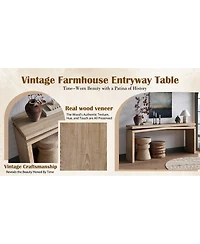 Streamdale Furniture 65-Inch Rustic Solid Wood Veneer Farmhouse Console Table