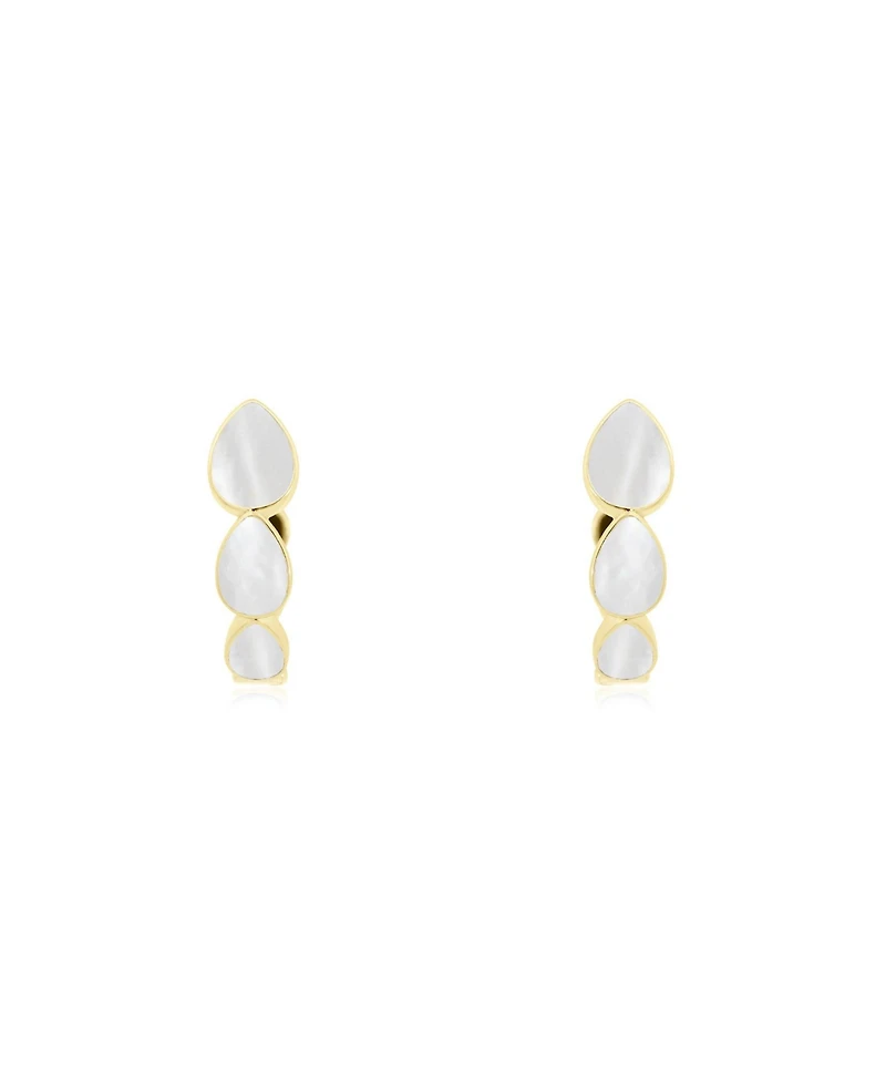 The Lovery Mother of Pearl Inside Out Hoop Earrings 14K Gold-Plated Sterling Silver