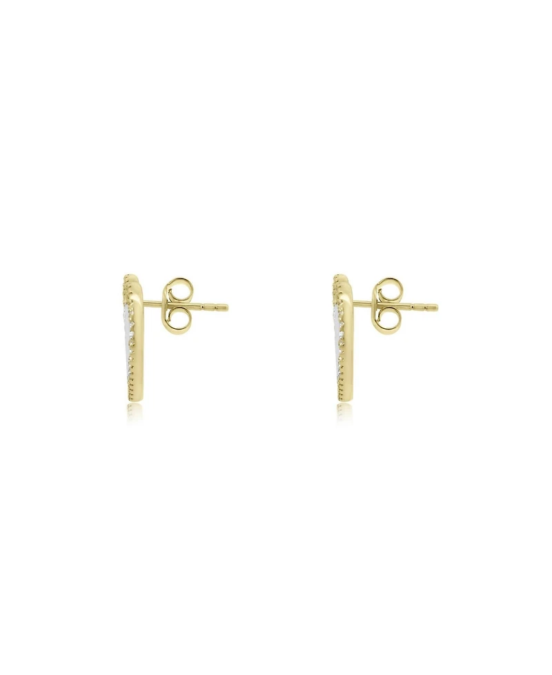 The Lovery Large Mother of Pearl Cz Halo Heart Stud Earrings 14K Gold-Plated Sterling Silver