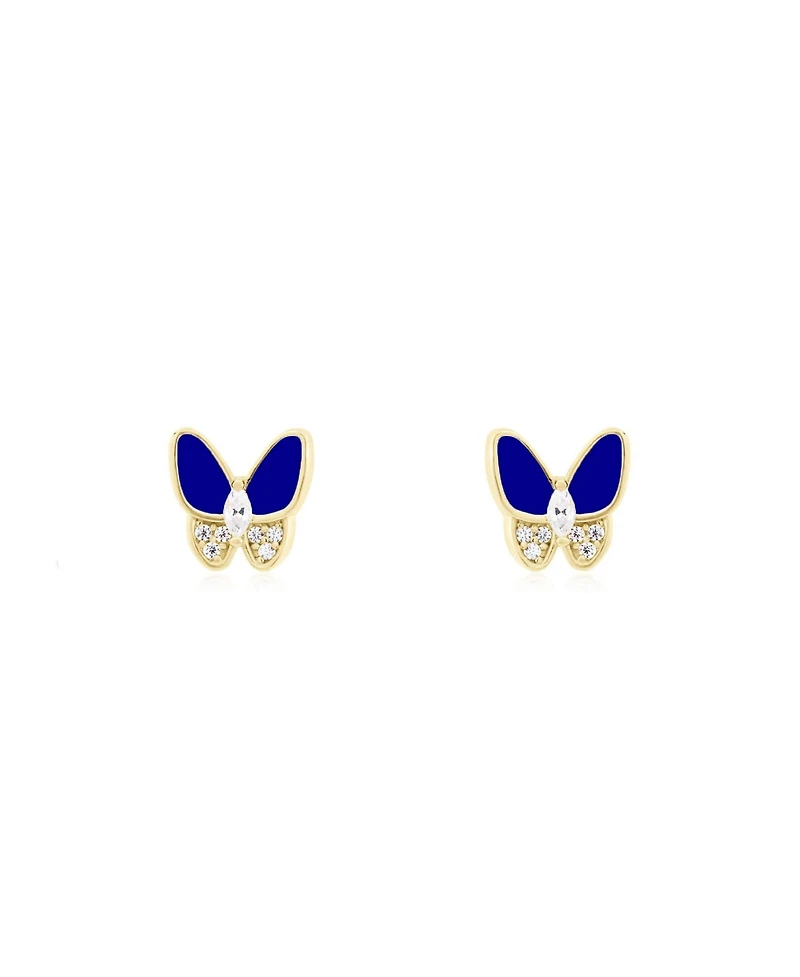 The Lovery Lapis Cz Butterfly Stud Earrings 14K Gold-Plated Sterling Silver