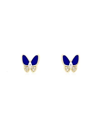 The Lovery Lapis Cz Butterfly Stud Earrings 14K Gold-Plated Sterling Silver