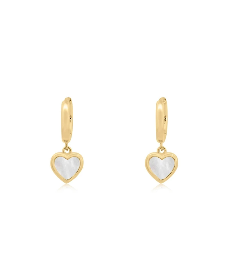 The Lovery Mini Mother of Pearl Heart Dangle Earrings 14K Gold-Plated Sterling Silver