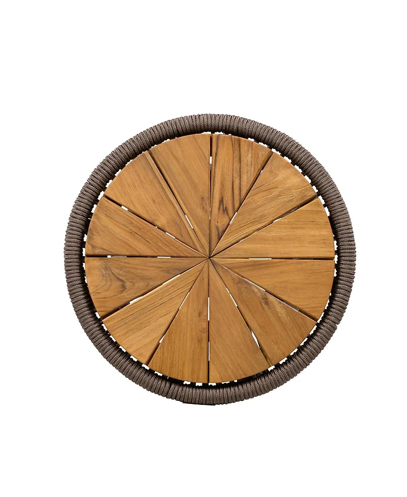 Streamdale Furniture Rope and Acacia Wood Hourglass Outdoor Side Table, 25.8"H