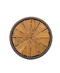 Streamdale Furniture Rope and Acacia Wood Hourglass Outdoor Side Table, 25.8"H