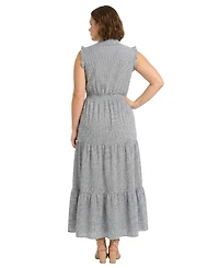 London Times Plus Sleeveless Tiered Maxi Dress