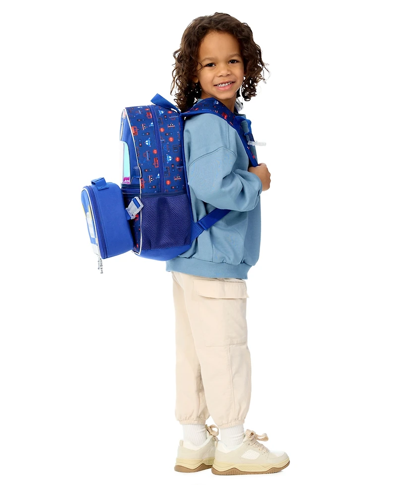 Biz & Bean Toddler Boys' Policeman Preschool Backpack and Lunch Bag, 2-Piece Set
