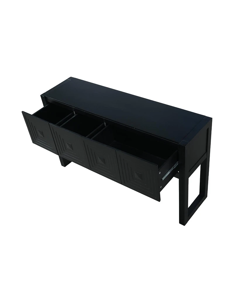 Streamdale Furniture Geometric Carved Console Table with 3 Soft-Close Drawers