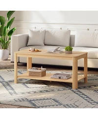 Streamdale Furniture Arc Corner Wood Coffee Table with Storage Shelf