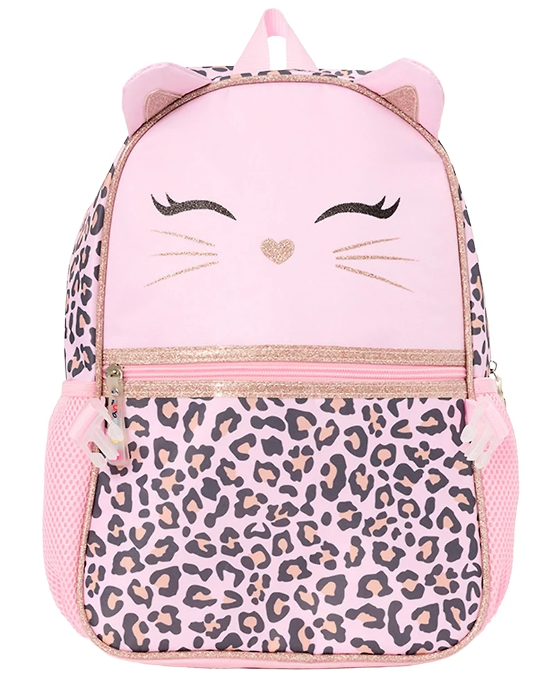 Biz & Bean Toddler Girls' Butterfly Preschool Cat Graphic Design Backpack and Lunch Bag, 2-Piece Set