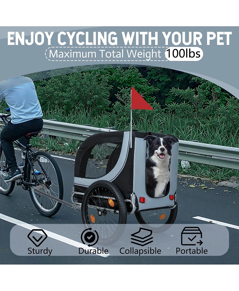 Streamdale Furniture Large Folding Pet Bike Trailer All-Terrain Dog Carrier