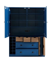 Streamdale Furniture Farmhouse 71''H Large Kitchen Pantry with 4 Foldable Doors and Power Outlet