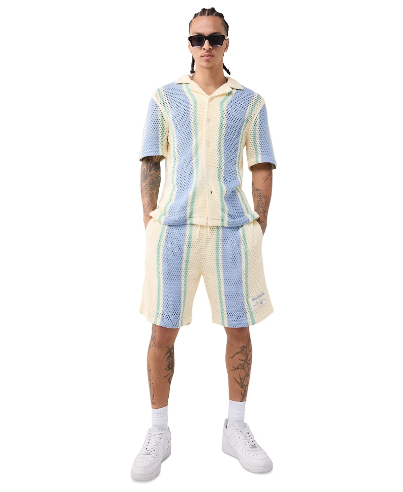 True Religion Men's Regular-Fit Short-Sleeve Knit Stripe Shirt