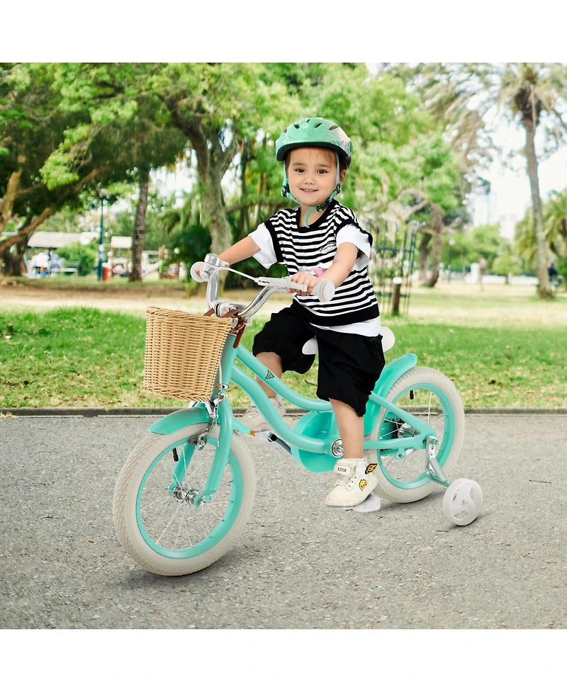 Gymax Kids Bike for Boys and Girls Aged 3-8 Years Old 14'' Children Bicycle w/ Training Wheels