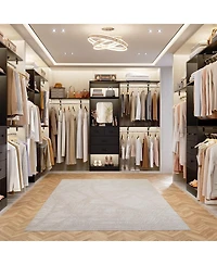 Aheaplus Freestanding Closet System with Hanging Rods and Mirror, Storage Cabinet Drawer Shelves