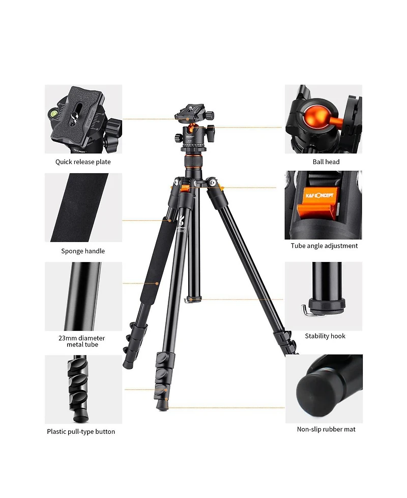 KandF Concept SA234 4-Section Aluminum Dslr Tripod with Ball Head