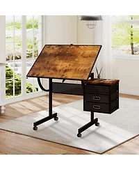 Streamdale Furniture Streamdale 1500-Piece Jigsaw Puzzle Table with 4 Trays, 2 Drawers and Wheels
