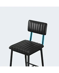 gaomon Set of 6 Black Bar Stools with Back and Footrest, Counter Height, Thick Cushion and Thickened Metal Legs for Kitchen Island or Counter Bar