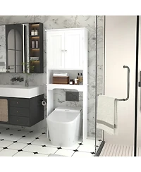 Phying Over Toilet Bathroom Storage Cabinet White Wooden Space Saving Wall Mounted Bathroom Shelf Organizer