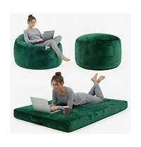 gaomon 4 1 Adult Bean Bag Chair, 4ft Oversized Beanbag with Memory Foam Filler and Removable Cover, Flannel Lazy Sofa Couch Bed for Adults Teens