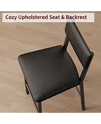 homfan 4-Piece Classic Bar Stools with Backrest and Footrest, 25-Inch Seat Height and Thick Padding for Kitchen, Dining Room and Kitchen Island