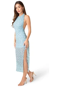 Bebe Womens Daisy Lace High Neck Cowl Maxi Dress