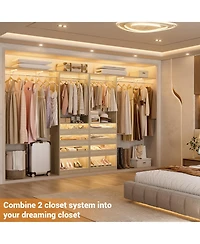 Aheaplus 5 feet Wall Mounted Closet System with Drawers and Shelves, Sturdy Rack 2 Hanging Rods for Closet/Bedroom
