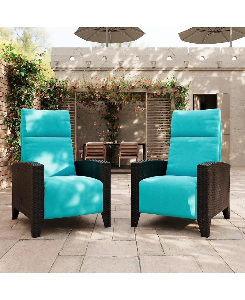homfan 150degree(s) Adjustable Reclining Patio Chair - Lay-Flat Outdoor Lounge, Turn over-Up Side Table, Removable Cushion