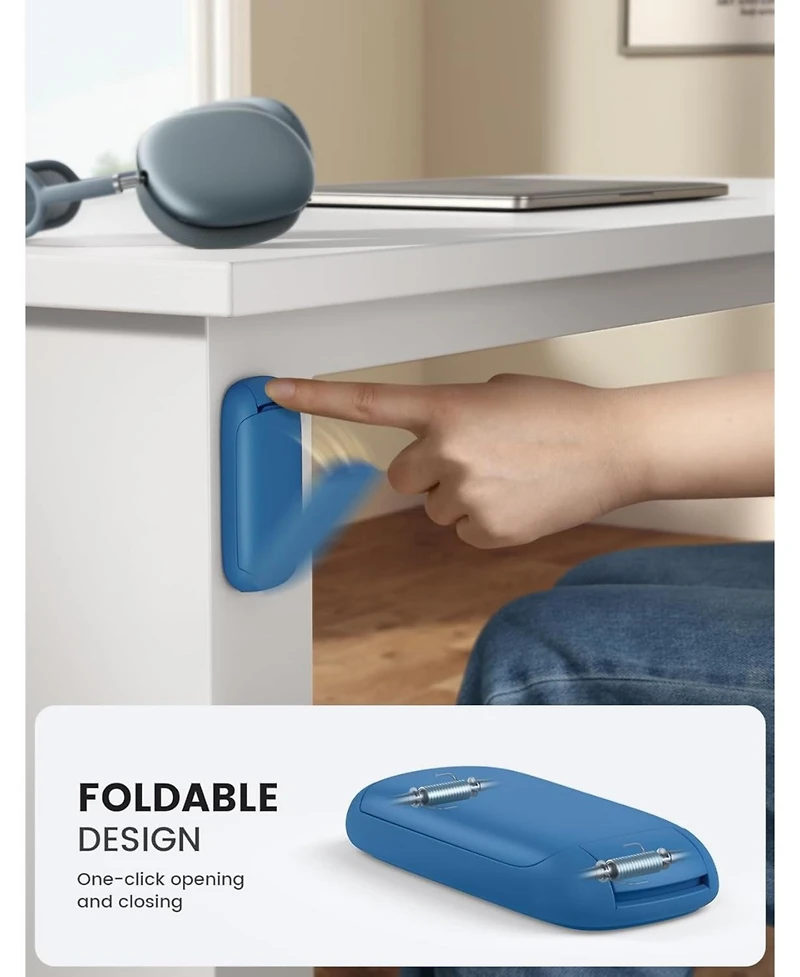 Lamicall Foldable Headphone Stand, Holder Hook Mount, Adhesive Hanger Clip Under Desk