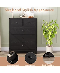homfan Modern 5 Drawer Dresser for Bedroom - Tall Wooden Chest, Storage Organizer, Drawers Entryway, Hallway, Closet, Kids Room, Home Office