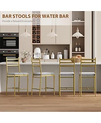 homfan Set of 4 Modern Counter Height Bar Stools with Thick Pu Leather Cushion - Curved Back, Waterproof Metal Dining Chairs