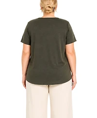 Coin 1804 Plus Python Mesh Inset Short-Sleeve Top