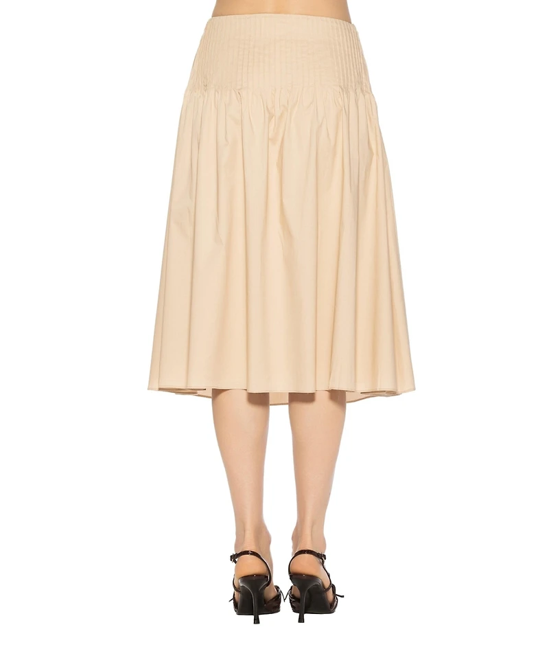 Alexia Admor Women's Esme Pintuck Waist Full Poplin Skirt
