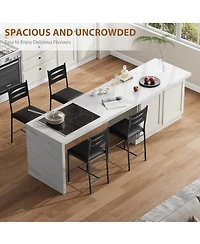 homfan Modern Counter Height Bar Stools Set of 4 - Wooden Dining Chairs with Faux Leather Upholstery, Ideal for Kitchen Island, Dining Room