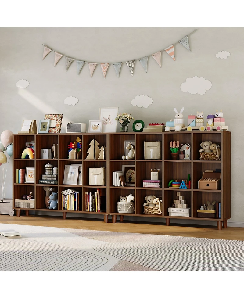 Gaomon 12 Cube Bookcase, 3-Tier Open Bookshelf with Wood Finish, Modern Storage Organizer for Home Office Living Room Bedroom