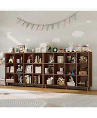 Gaomon 12 Cube Bookcase, 3-Tier Open Bookshelf with Wood Finish, Modern Storage Organizer for Home Office Living Room Bedroom