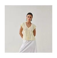 Reistor Women's The Deep V Neck Top Butter Lemon