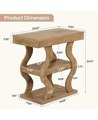 Tribesigns 3-Tier Narrow Side Table, Wooden End Table with Storage Shelf, for Living Room, Bedside, Sofa Side