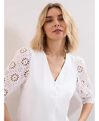 Phase Eight Women's Eleanor Floral Eyelet Detail Top