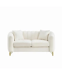 Streamdale Furniture Faux Leather Chesterfield Sofa with Nailhead Trim and 2 Pillows