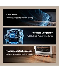 Ca'Lefort 24 Inch 52 Bottle Wine Cooler Refrigerator, 40-65degree(s)F Dual Zone Wine Refrigerator,3 Led Built-in for Home(5.65 cu.ft)