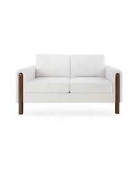 Streamdale Furniture Faux Leather Chesterfield Sofa with Nailhead Trim and 2 Pillows