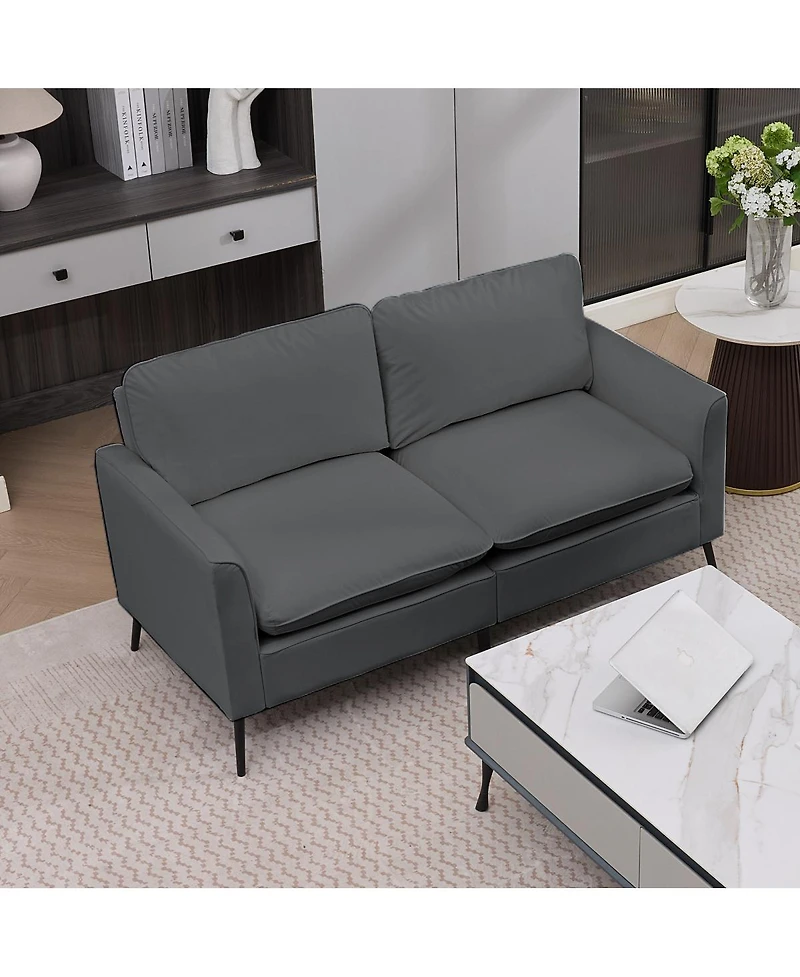Streamdale Furniture Faux Leather Chesterfield Sofa with Nailhead Trim and 2 Pillows