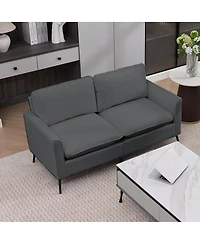 Streamdale Furniture Faux Leather Chesterfield Sofa with Nailhead Trim and 2 Pillows