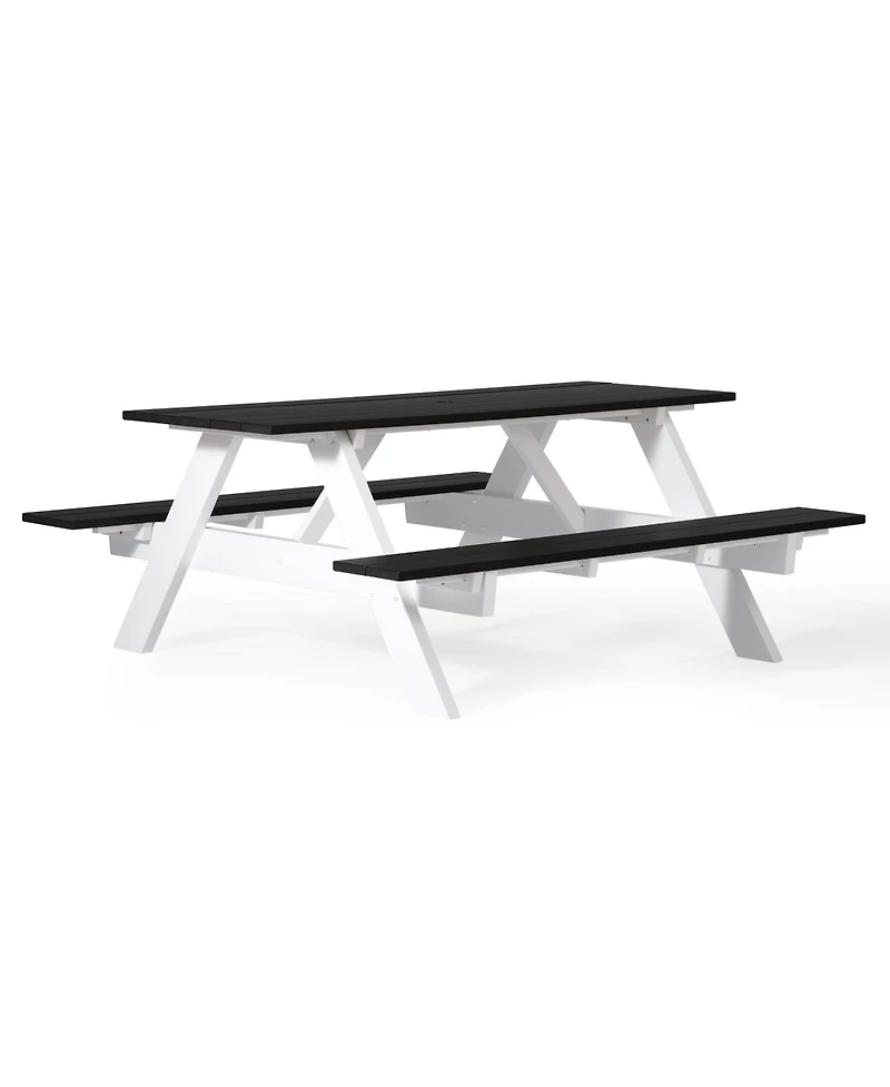 WestinTrends Outdoor 70" Hdpe Plastic Picnic Table Bench With Umbrella Hole