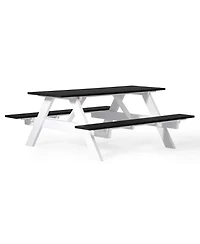 WestinTrends Outdoor 70" Hdpe Plastic Picnic Table Bench With Umbrella Hole