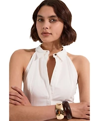 Karen Millen Women's Midi Shirt Dress With Dropped Waist